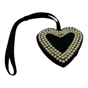 Vintage 1990s Moschino Redwall Heart Shaped Bag Pearl Embellished Evening Clutch